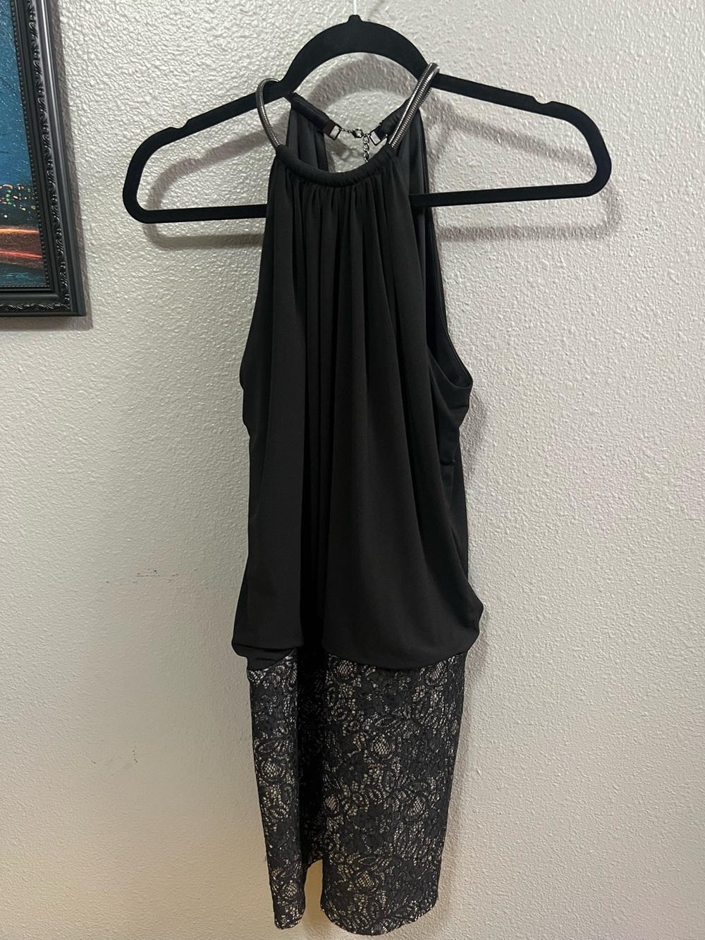 Jessica Simpson Halter chain, lace and sequin dress. Size 4